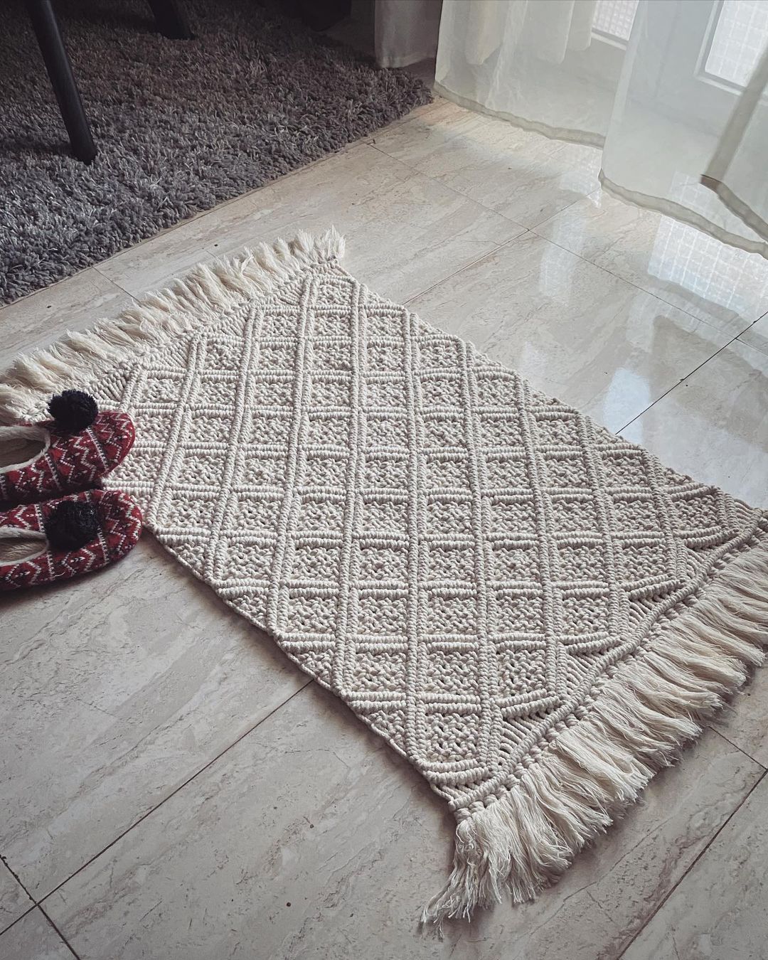 Handmade Macrame Footmat For Home - Leechoo